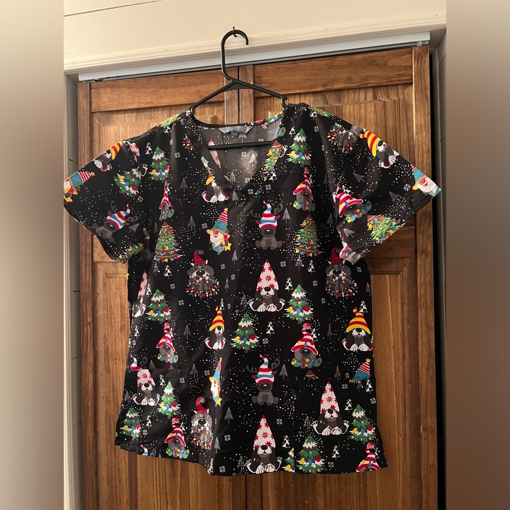 Christmas scrub top